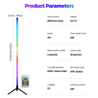 Lampe d'angle LED RGB 360° entièrement lumineuse avec détection de rythme musical, télécommande, moderne, pour chambre à coucher intérieure