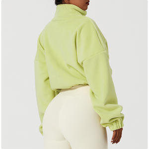 All'ingrosso felpe <span class=keywords><strong>con</strong></span> cappuccio di spugna di cotone per le donne a maniche lunghe caldo Casual pile giacca Yoga <span class=keywords><strong>con</strong></span> <span class=keywords><strong>cerniera</strong></span> coulisse per le ragazze - Product Image 2