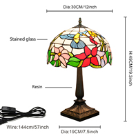 Lampe de table ODIFF en verre teinté style colibri, oiseau en verre fait main avec fleur rose, décoration vintage pour la maison, lampe de lecture