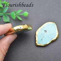 Vente en gros de perles de forme irrégulière en plaqué or, forme libre, bleu Howlite, pierre de turquoise synthétique, pour la fabrication de colliers