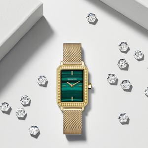 Montre pour femme élégante et durable en acier inoxydable avec cadran carré, bracelet en cuir, mouvement à quartz, pour un usage quotidien, de haute qualité - Product Image 1