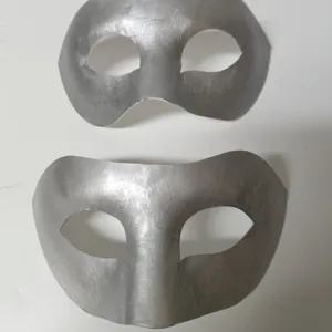 Mascarilla de pulpa de papel para fiesta, máscara veneciana para Halloween, papel reciclada, Color gris con pintura