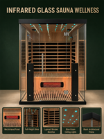 Cabine de sauna infrarouge à vapeur sèche moderne de haute qualité en bois massif pour 2 personnes, électrique 220V, pour appartement ou chambre à coucher