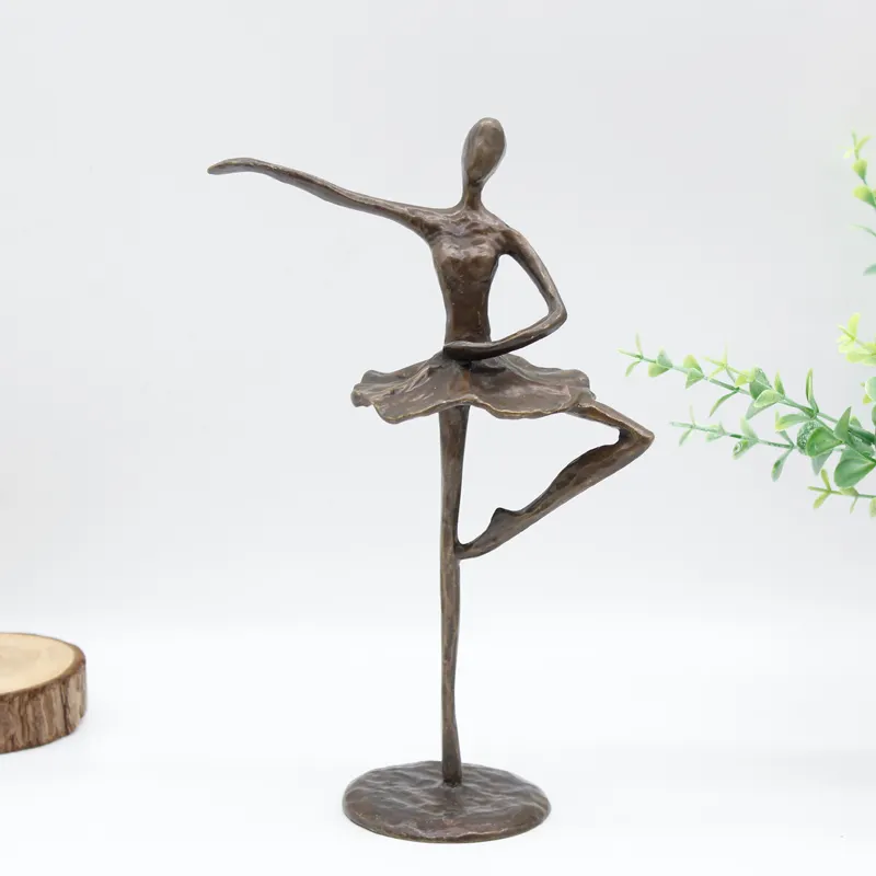 Dökme demir metal heykel ev dekor için bale dansçısı heykelcik bronz yaratıcı sanat ve el sanatları el yapımı noel hediyesi