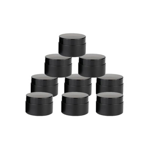 Pot cosmétique rechargeable en plastique PET noir de qualité alimentaire avec couvercle à vis et logo personnalisable pour crème, lotion, poudre 50ml-500ml - Product Image 1
