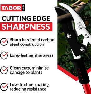 TABOR TOOLS GG11A Sécateur à lame déportée en acier au carbone, action composée, taille-arbre 30 pouces, capacité de coupe 1 3/4 pouces, coupes nettes - Product Image 5