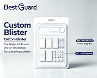 Emballage blister personnalisé multi-compartiments, coque à clipser, blister transparent en PET RPET, emballage blister suspendu, thermoformé sous vide