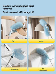 Cleanhome Plumeau à poussière jetable double face en microfibre, portable, pour le nettoyage domestique, avec manche télescopique et extension pour espaces étroits, amovible - Product Image 3