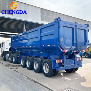 Traktör Arkası 4 Akslı 45m3 Ağır Hizmet Tipi Damperli Yarı Römork 45 Metreküp 80 90 Tonluk Damperli Kum Çakıl Taşıma Treyleri Satılık - Product Image 5