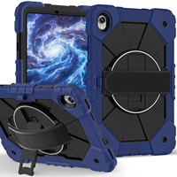 Étui antichoc 360 Armor pour Samsung Tab S11 2025 avec support rotatif, dragonne et bandoulière, design bicolore, adapté aux enfants