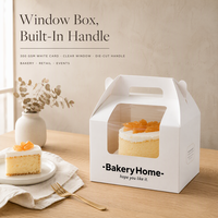 Boîte à gâteau en carton blanc et orange avec fenêtre transparente pour pâtisserie, desserts, emballage à emporter, logo personnalisé, vente en gros