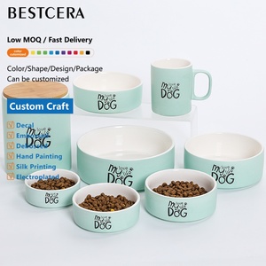 Pabrik bescera langsung mangkuk hewan peliharaan kecil keramik lucu tahan lama berwarna hewan peliharaan keramik makanan anjing peliharaan mangkuk untuk makanan dan air - Product Image 1