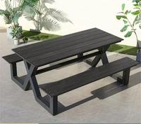 Table d'assise d'extérieur en composite bois-plastique Mobilier de jardin Table de pique-nique d'extérieur en bois et banc de parc d'extérieur