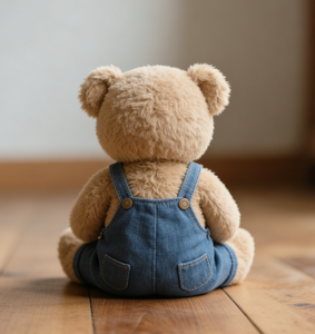 <span class=keywords><strong>Orsacchiotto</strong></span> Morbido in Peluche con Salopette in Denim Blu, Imbottitura in Poliestere e Cotone PP, Design Ricamato, Regalo per Compleanno o Baby Shower - Product Image 4