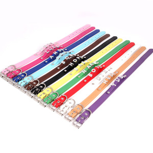 2025 Quchonpet Wholesale <b>Cheap</b> Plain Personalized Name Alphabet Leather Dog Collar With Sliding Letters - Product Image 3