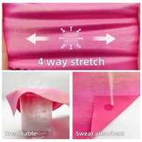 Stock Lots Extensible Bleu Shimmer Micro Dots Feuille Métallique Nylon Spandex Tissu Sportswear Fitness Yoga Gymnastique Justaucorps Tissu