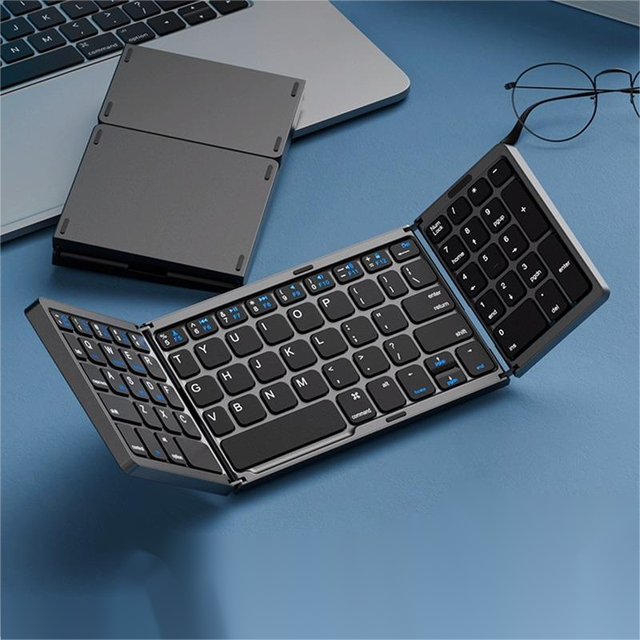 TBFIT Custom Portable Three-Channel Folding Business Keyboard Wireless BT USB TYPE-C Rechargeable New Digital Office Equipment