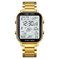 Jam Tangan Digital Mewah SKMEI 1888 Emas untuk Pria, Jam Olahraga dengan Pedometer