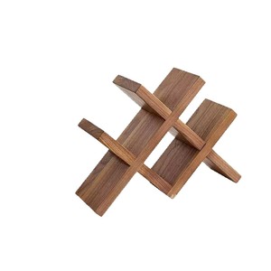 Solid Wood Diamond Wine Rack 4 Bottle Capacity Handmade For <b>Kitchen</b> Living Room Storage - Product Image 5