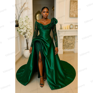 Precioso Vestido de Noche Azul Oscuro con Hombros Descubiertos, Estilo Sirena Aso Ebi, Brillante, para Recepciones Africanas, Fiestas, Bodas - Product Image 3