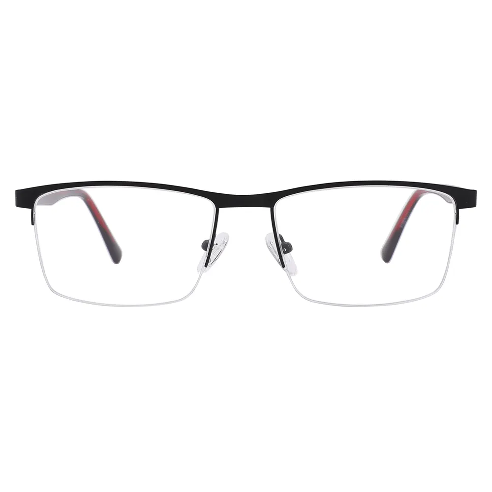 JS077 Novo modelo retângulo anti azul luz metal meia borda óculos óptica frame óculos