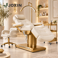 Table de Soin Esthétique Électrique de Luxe Réglable avec Trou Facial, Appui-tête, Appui-jambes et Base Dorée – Capacité 250 kg – Mobilier de Salon
