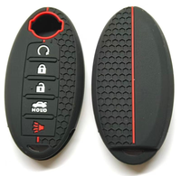 Funda Protectora de Silicona Antideslizante con Diseño de Panal de Abeja y Línea Roja para Llave Inteligente Nissan de 2/3/4 Botones Ovalada