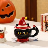 Mug de voyage en céramique créatif à thème de dessin animé, tasse souvenir en céramique de haute qualité, écologique, sur le thème d'Halloween, pour les fêtes et l'usage domestique