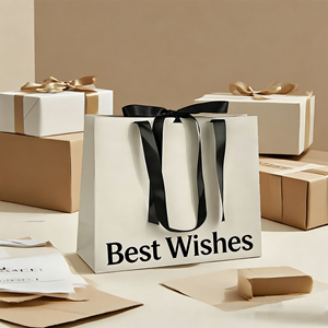 Sacs cadeaux en papier blanc de luxe, écologiques, personnalisés, en gros, avec étiquette privée, résistants - Product Image 1