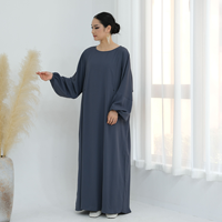 Abaya Ibu Menyusui Muslimah Terbaru Loriya dengan Ritsleting Samping, Lengan Lebar, Panjang Mata Kaki, dan Ujung Bawah Melebar
