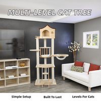 Arbre à chat moderne de haute qualité, grand, multi-niveaux, en bois, avec poteau à gratter en sisal et tour à gratter en tissu, en carton