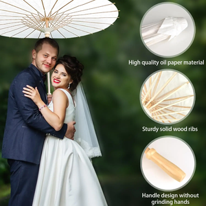 Parasol en papier blanc 84/60CM pour mariage, fête, bricolage, parapluies en bambou pour centres de table de douche nuptiale, accessoires photo - Product Image 1