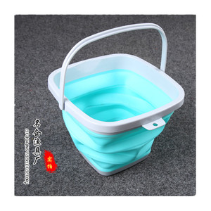 <b>Folding</b> Silicone Water <b>Bucket</b> Square Portable Fishing Bait Storage Multi Purpose Collapsible With Top Handle - Product Image 4