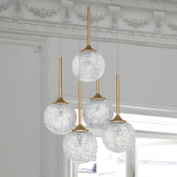 Lustres suspendus LED modernes nordiques de luxe en verre et cristal, réglables, ovales/carrés, avec commande sans fil pour la maison et le bureau