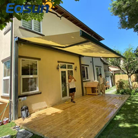 Pérgola Retráctil para Exteriores, Motorizada, de Aluminio, con LED, para Balcón, Material de PVC, Plegable