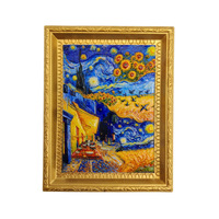 Aimant de réfrigérateur avec cadre photo Van Gogh - Souvenir de voyage sur le thème des tableaux célèbres du monde, décoration de style européen, tuile magnétique en résine, cadeau
