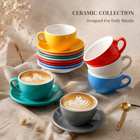 Ensemble tasse et soucoupe en céramique à parois épaisses d'inspiration nordique pour la vente en gros aux cafés et les fournisseurs d'équipements de café