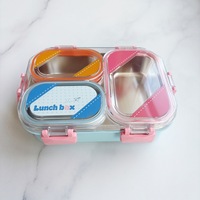 Boîte à lunch isotherme en acier inoxydable à grande capacité avec 3 compartiments scellés, boîte à lunch thermique pour le bureau/les adultes/les enfants