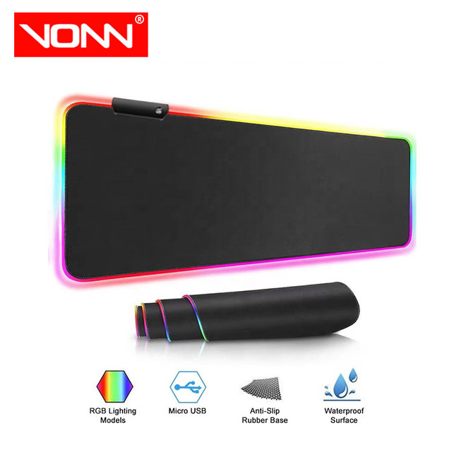 Large Custom Logo Pattern 400*900*4mm Led Gaming RGB Mouse Pad Fabric Rubber Computer Keyboard Pads Anti slip Luminous Game Mat