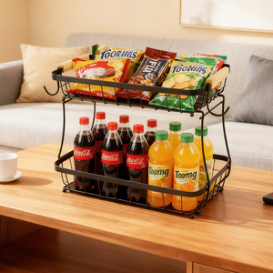 <span class=keywords><strong>Frutero</strong></span> Negro de <span class=keywords><strong>Dos</strong></span> Niveles para Encimera de Cocina, Almacena Verduras y Alimentos Secos - Product Image 5