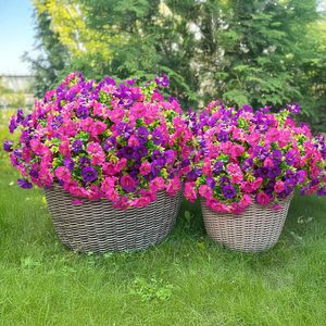 Bouquet de fleurs artificielles en soie et plastique, blanches, rouges, jaunes, violettes, roses, pour la décoration intérieure, extérieure et de jardin. - Product Image 2