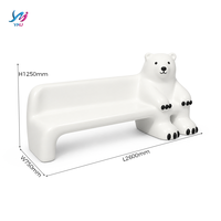 Banc en fibre de verre en forme d'ours polaire commercial, personnalisé, pour l'extérieur, idéal pour centres commerciaux, hôtels, parcs à thème, écoles, hôpitaux