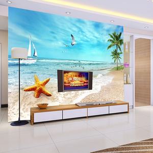 8d bleu ciel nuages blancs et vue sur la <span class=keywords><strong>mer</strong></span> <span class=keywords><strong>papier</strong></span> <span class=keywords><strong>peint</strong></span> de fond de salon - Product Image 3