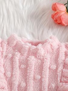 Abito Midi a Linea A Rosa Delicato e Traspirante per Bambine <span class=keywords><strong>con</strong></span> Maniche a Sbuffo Tridimensionali e Design <span class=keywords><strong>con</strong></span> Fiocco a Farfalla - Product Image 3