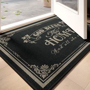 Alfombra de Entrada Rectangular Sally Hemp con Suela de Goma, Diseño Tradicional para Interiores, de Fibra de Poliéster, con la Frase 'Blessings Of Home' - Product Image 2