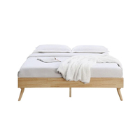 Base de Cama Nórdica de Madera Maciza con Patas Cónicas, Envío Inmediato, para Dormitorio, Tamaños Queen y King, Fácil Montaje, Sin Cabecera