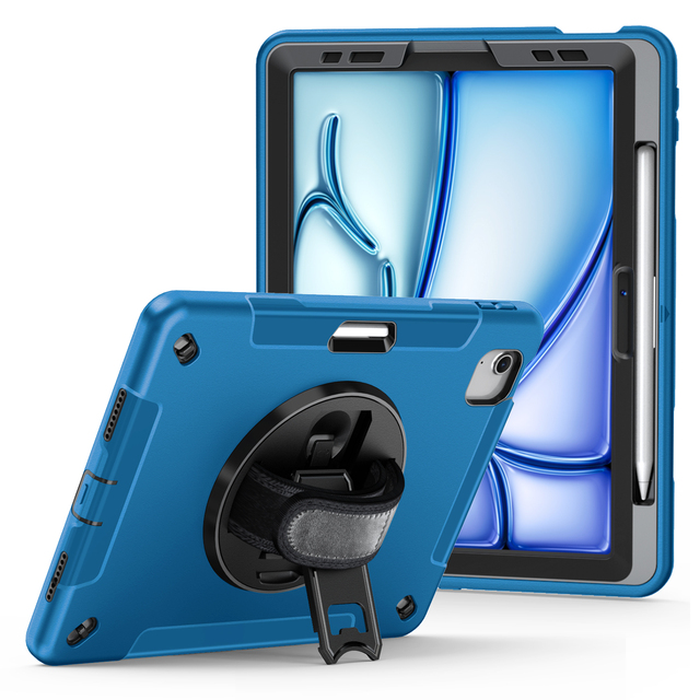 360 Rotating Kickstand Adjustable Shoulder Strap Universal Rugged TPU Tablet Case for Ipad Air Gen 8 11 Inch M4 2026 Case A3463