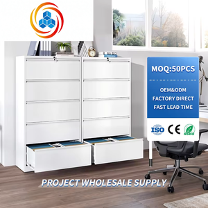 Archivador Lateral de Acero Blanco de 5 Cajones, Muebles de Oficina para Organización de Archivos - Product Image 1
