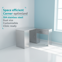 Table d'examen vétérinaire d'angle en acier inoxydable EUR VET L1100x520x770mm L650x300x770mm – Mobilier vétérinaire gain de place