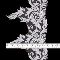 Applique en dentelle exquise motif feuilles, or rose, ornée de strass, de paillettes et de perles, pour robe de mariée